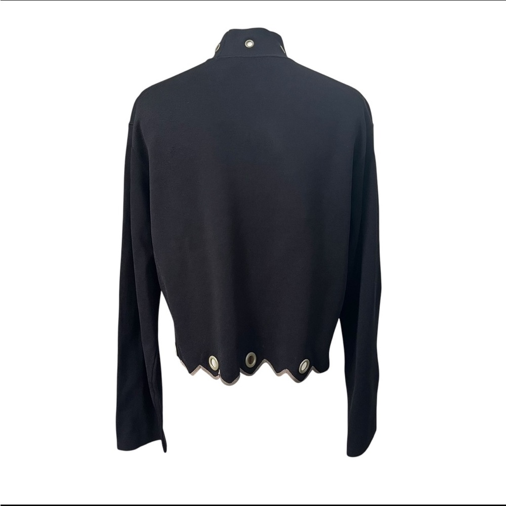 Jonathan Simkhai Mock Neck Grommet Scallop Hem Knit Top Black Size S - Picture 4 of 11